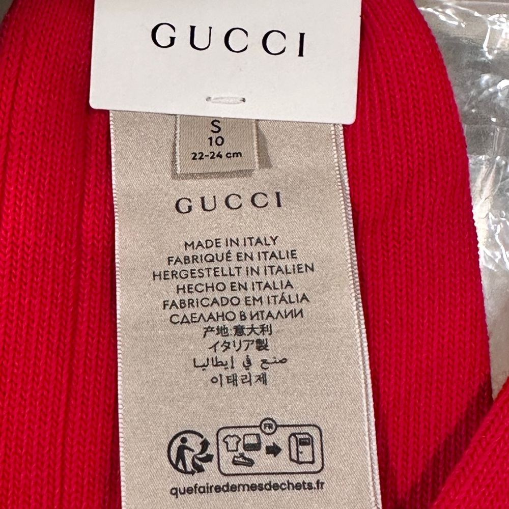 🩷💯🆕Authentic Gucci intarsia Cotton Blend Ribbed Long knit logo socks - Picture 12 of 12